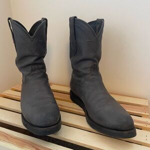 Men's Black Leather Cowboy Boots